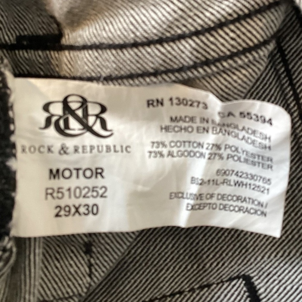 Rock & Republic Motor Jeans 29x30 Grunge Straight Leg Winged Pocket Y2K Rocker - Picture 8 of 9